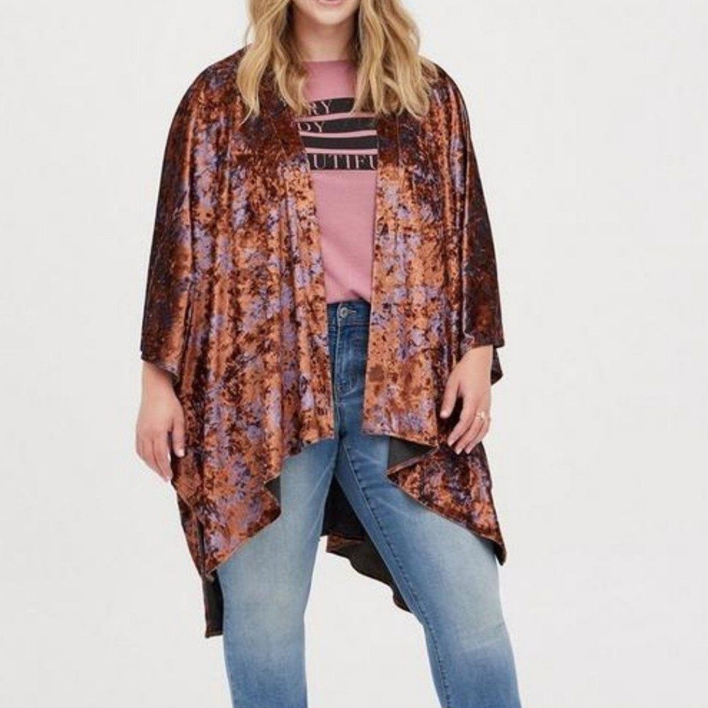 Boho Luxe Velvet Dark Academia‎ Ruana Duster Kimono Festival Layer Torrid O/S